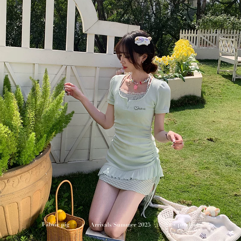 fabricpig レイヤードニットワンピース