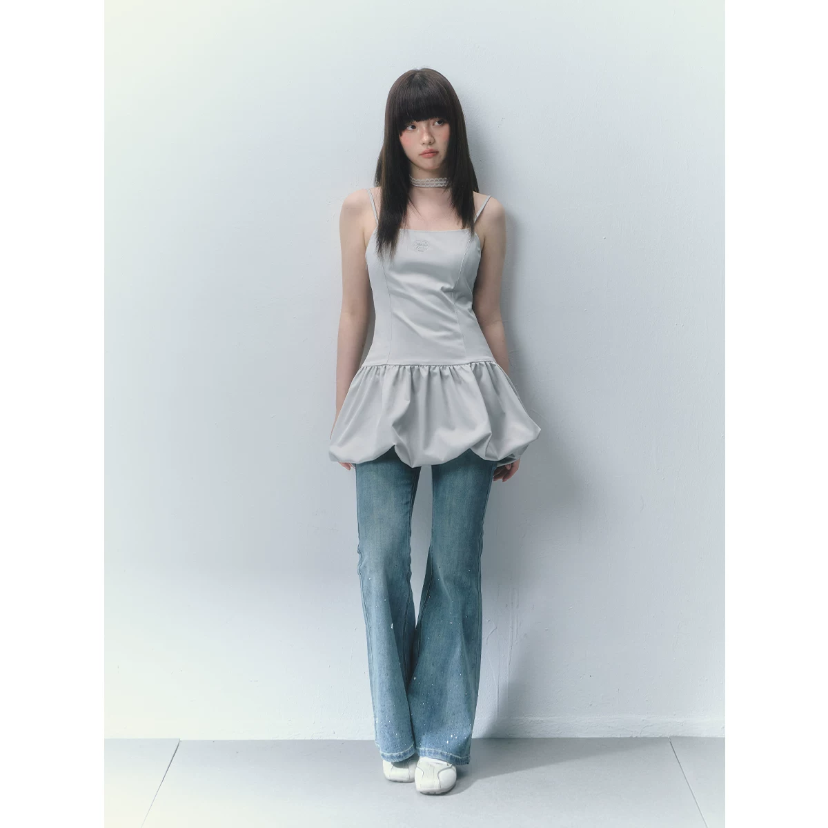 ablueberry デニムビジューフレアパンツ