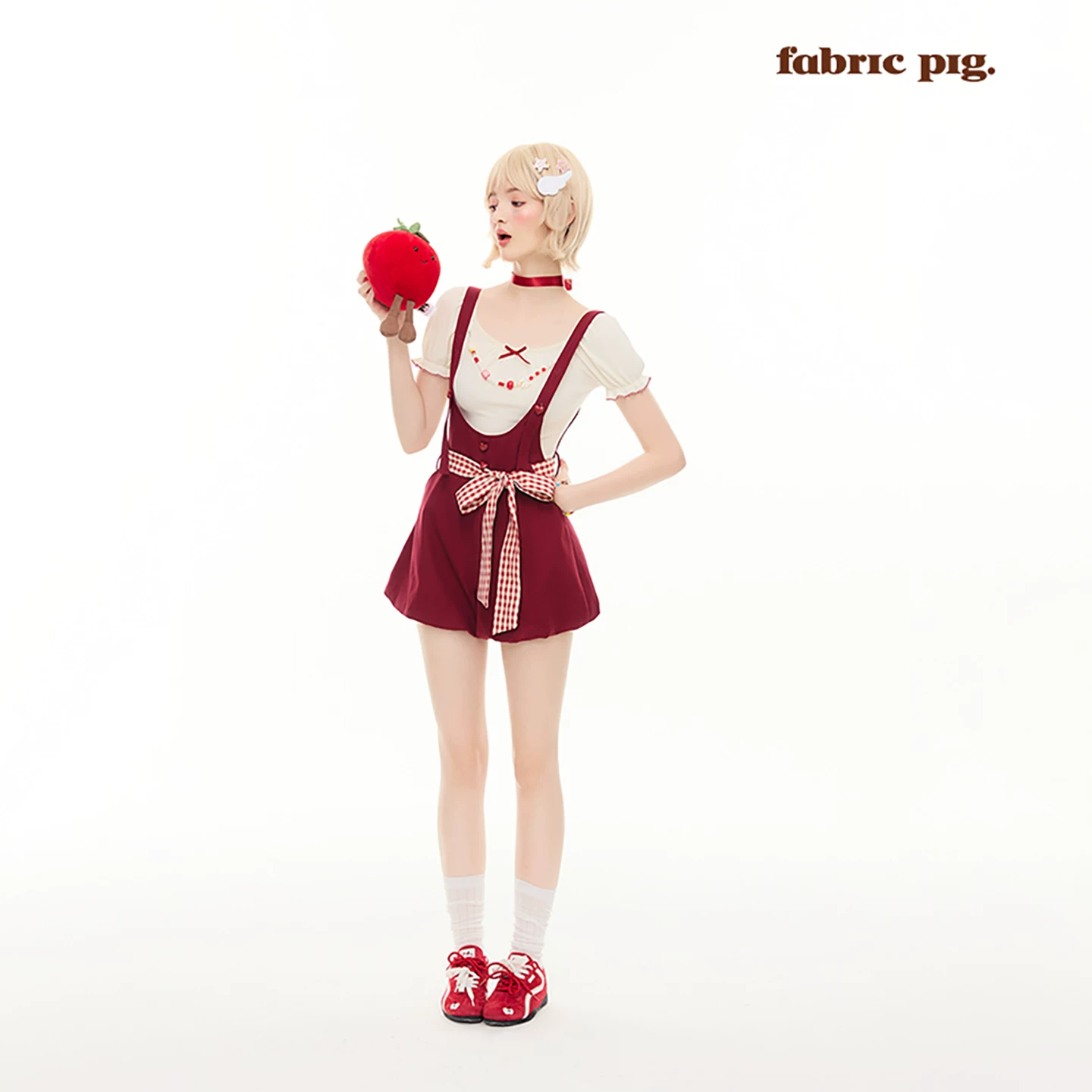 fabricpig リボンパフスリーブトップス