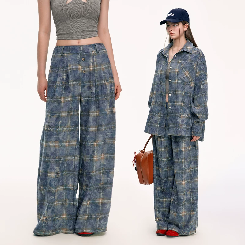 wooha チェック柄ストレートパンツ