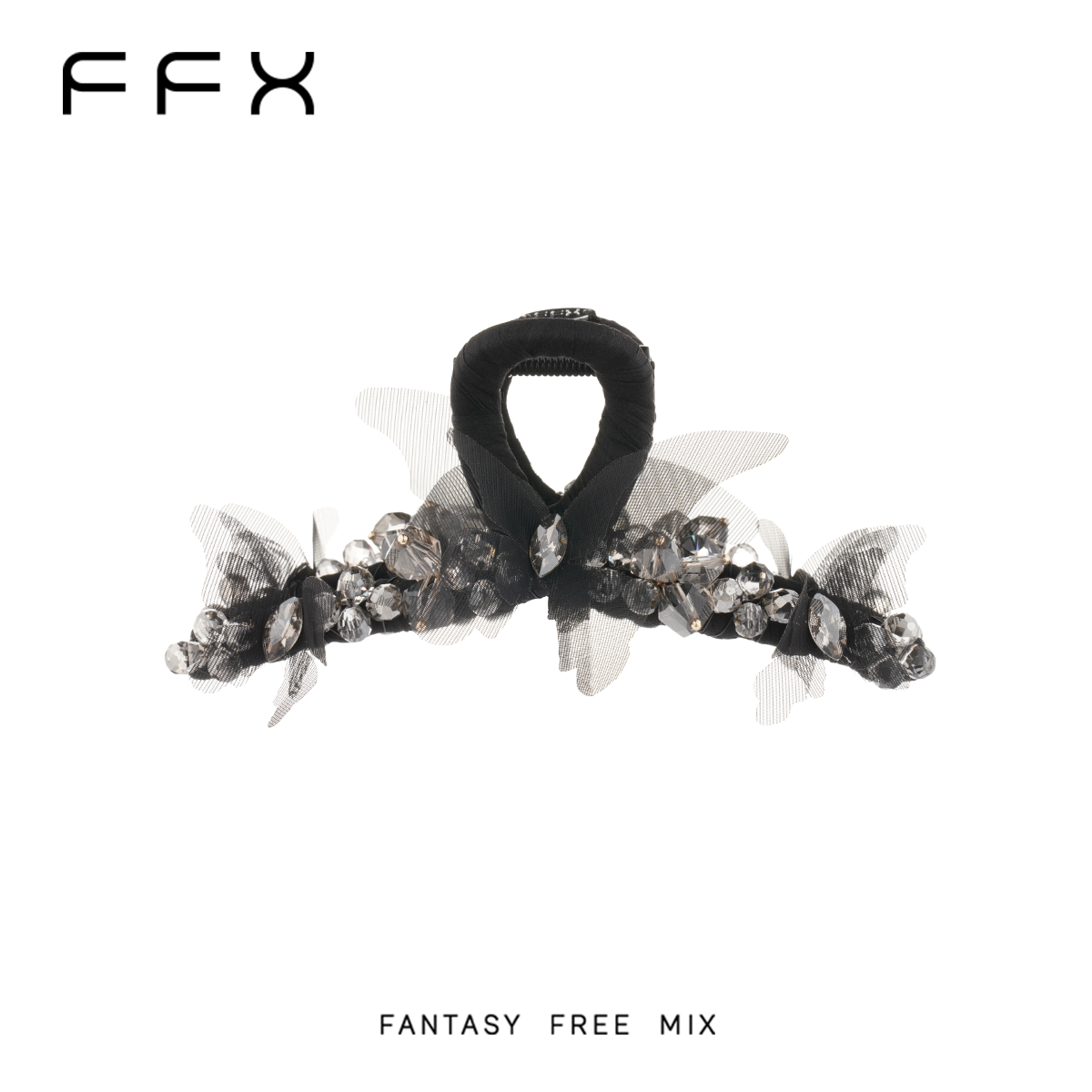 FFX 蝶モチーフビジューバンスクリップ