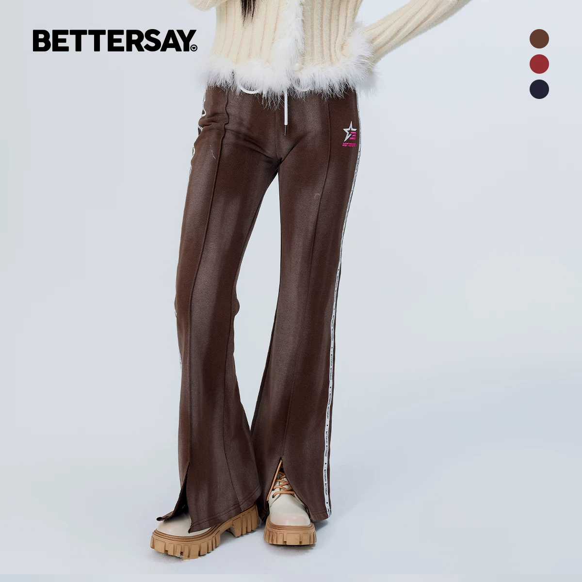 BETTERSAY リボン結びフレアパンツ