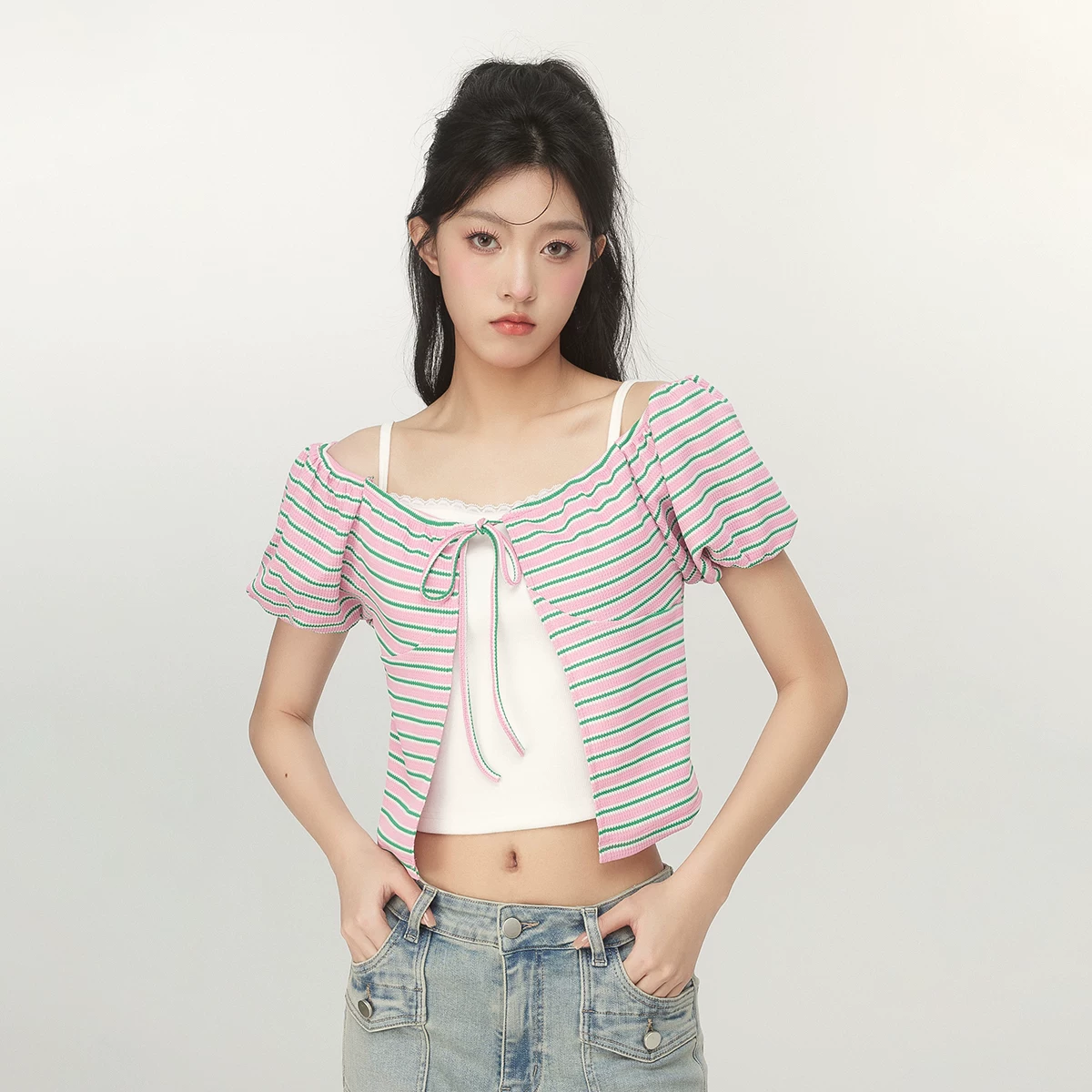 BETTERSAY レイヤードリボンTシャツ