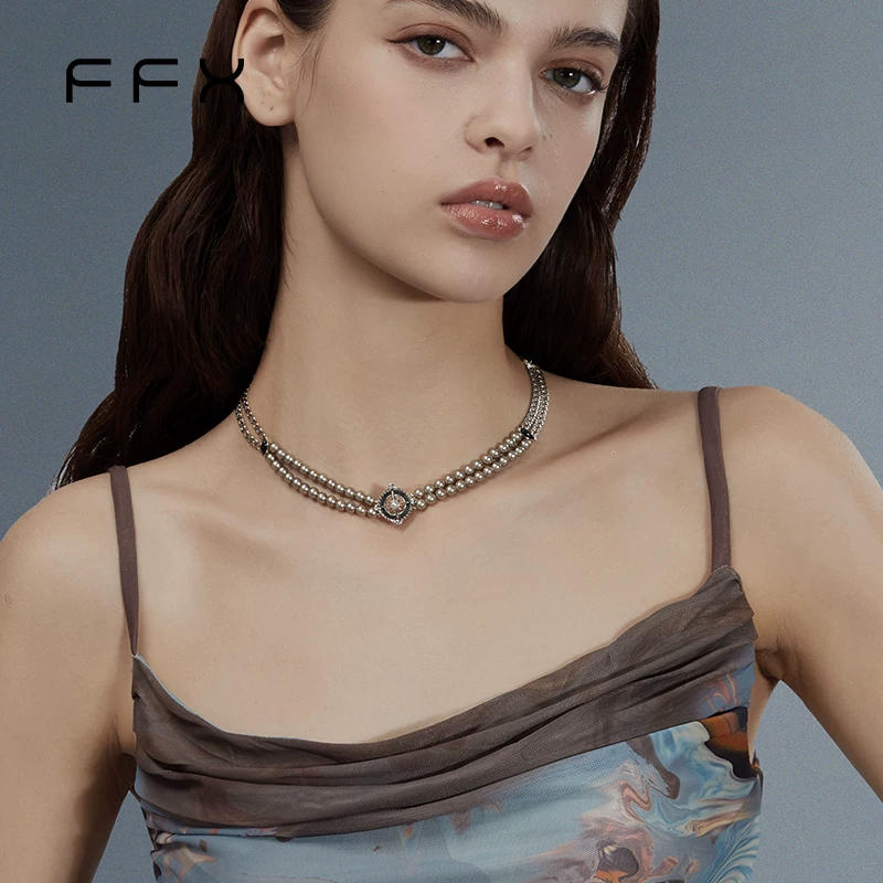 FFX パールモチーフダブルラインチョーカー