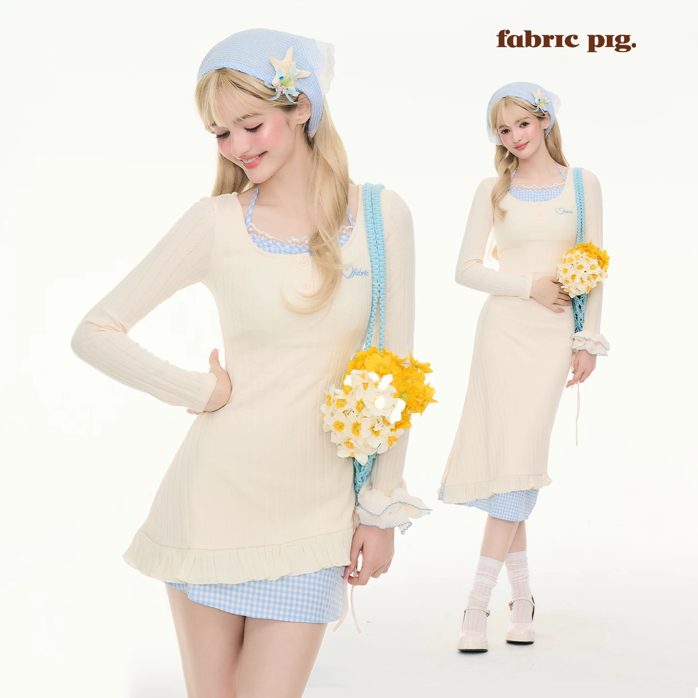 fabricpig レイヤードニットワンピース