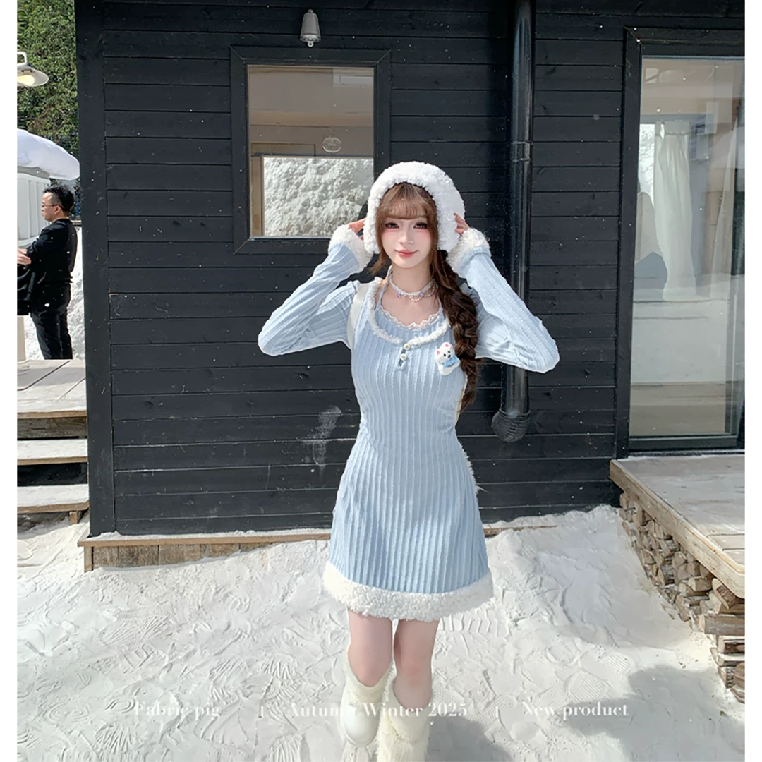 fabricpig 長袖ニットワンピース