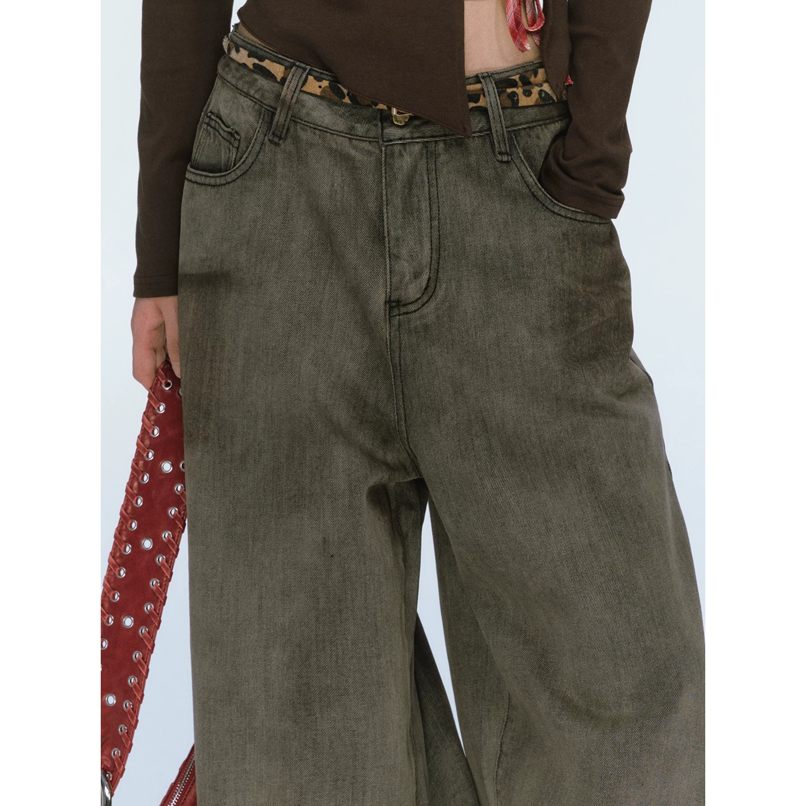 ablueberry デニムハイウエストワイドパンツ