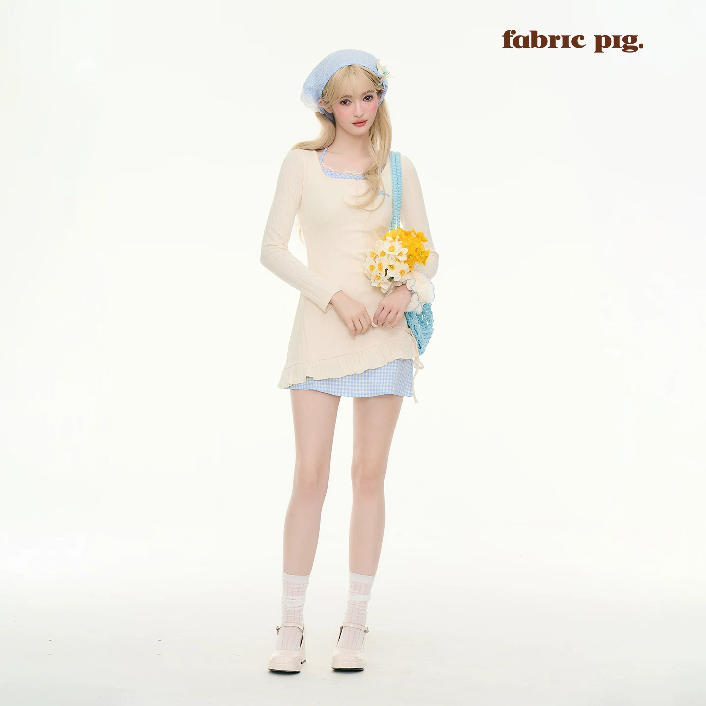 fabricpig レイヤードニットワンピース