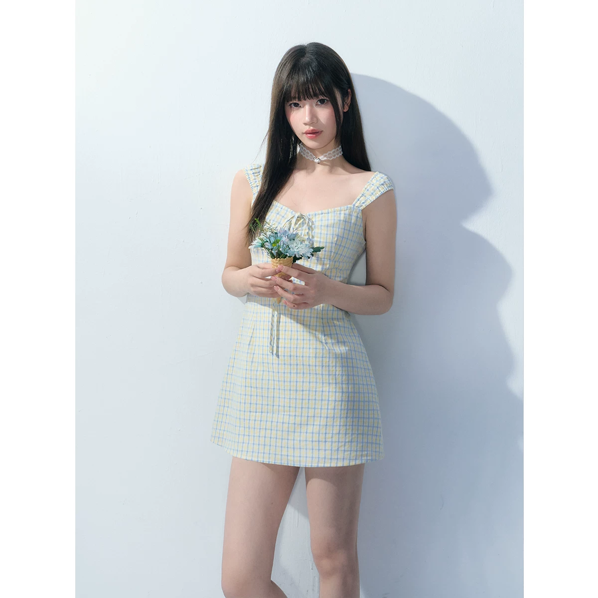 ablueberry チェック柄キャミワンピース