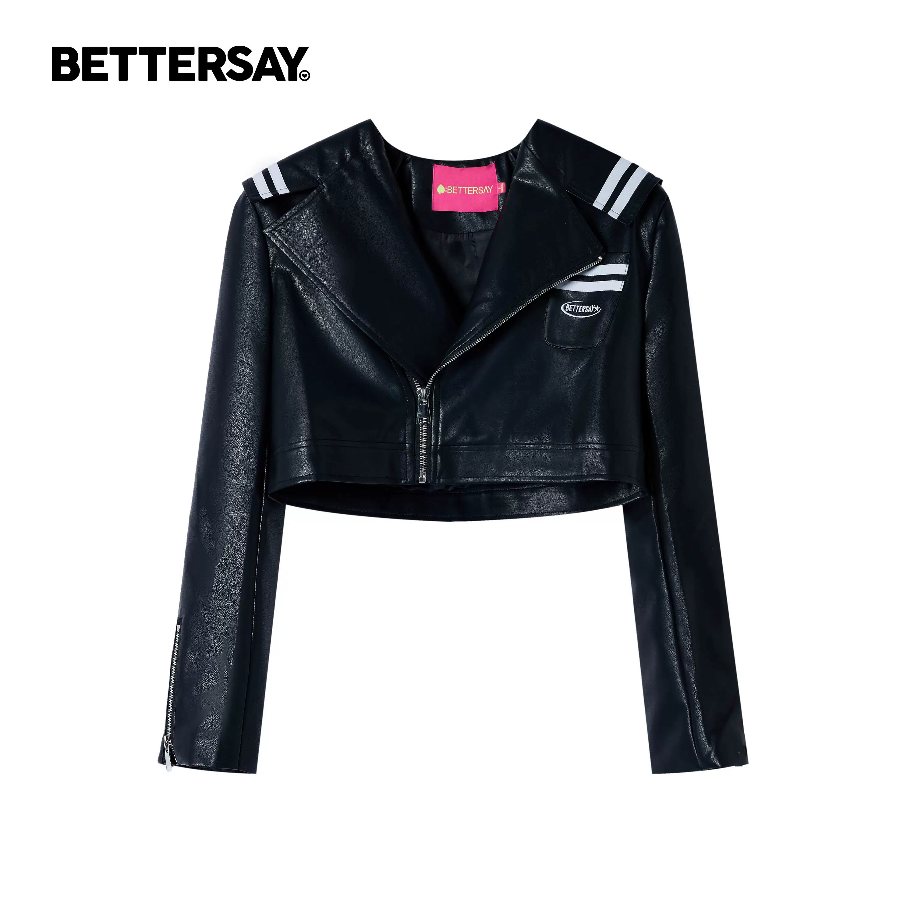 BETTERSAY ショート丈レザー調ジャケット