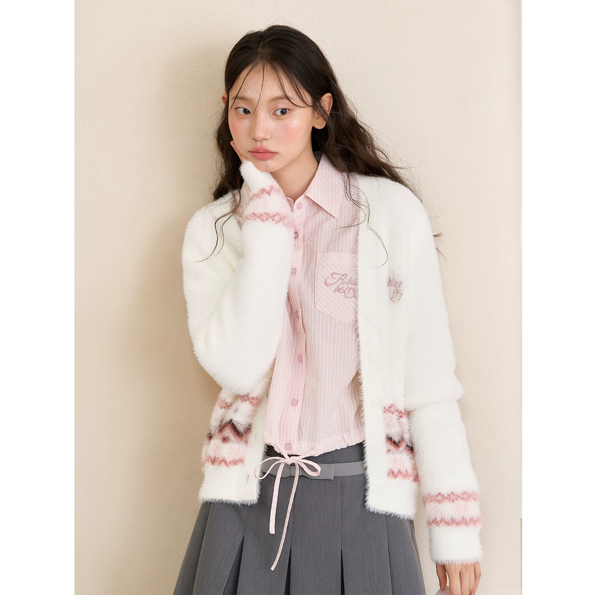 ablueberry フェアアイル柄カーディガン