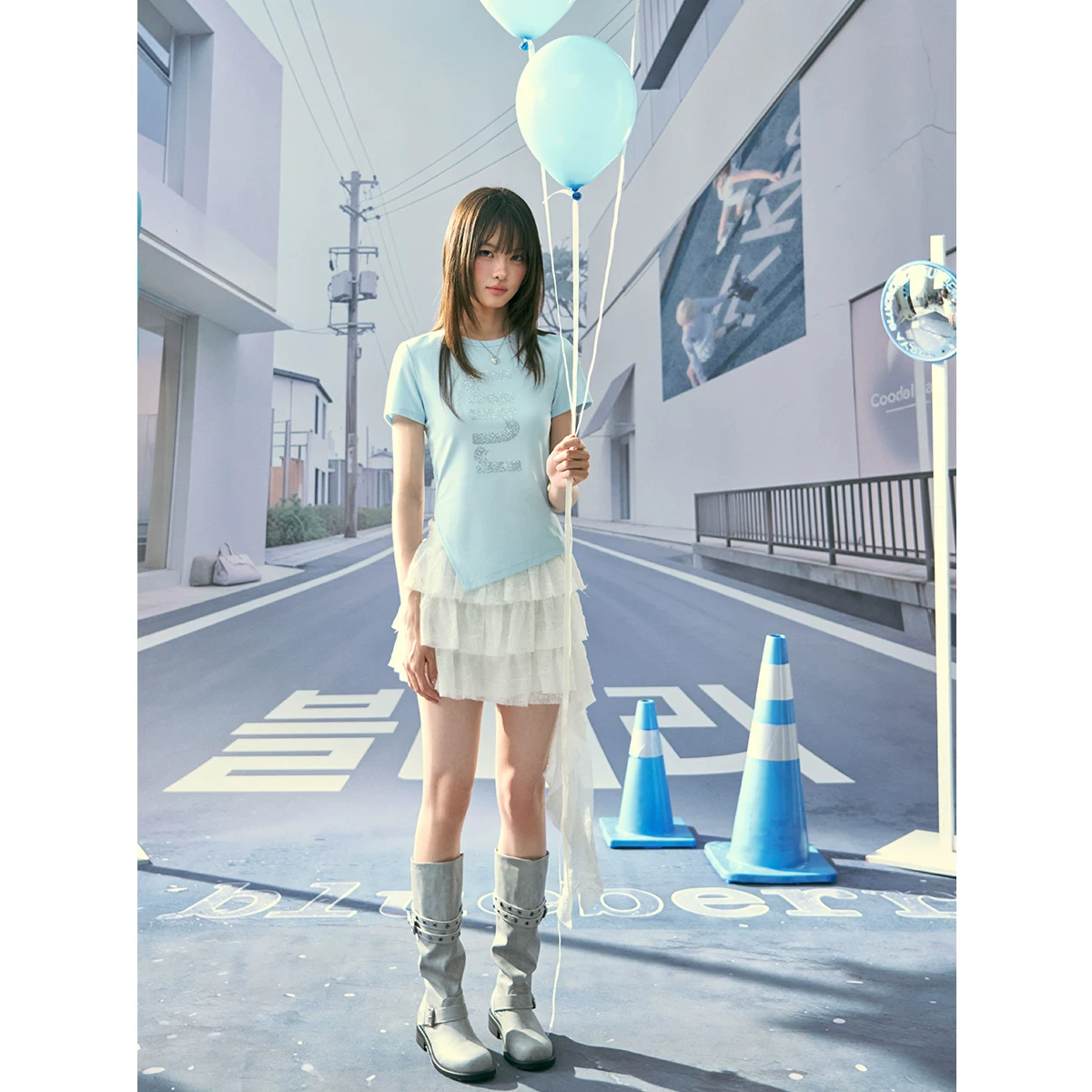 ablueberry アシンメトリーティアードスカート