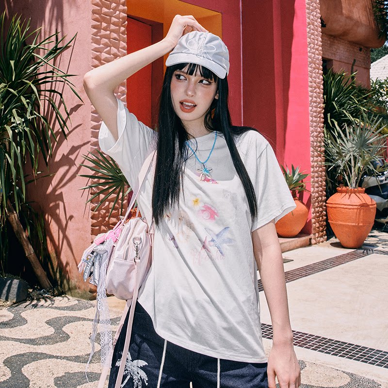 wooha プリントTシャツ