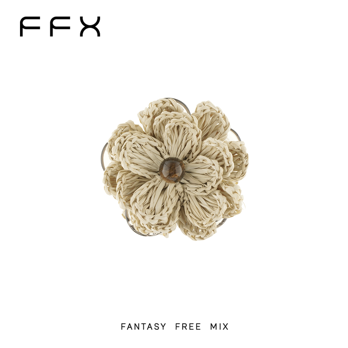 FFX ペーパー編みフラワーモチーフバンスクリップ