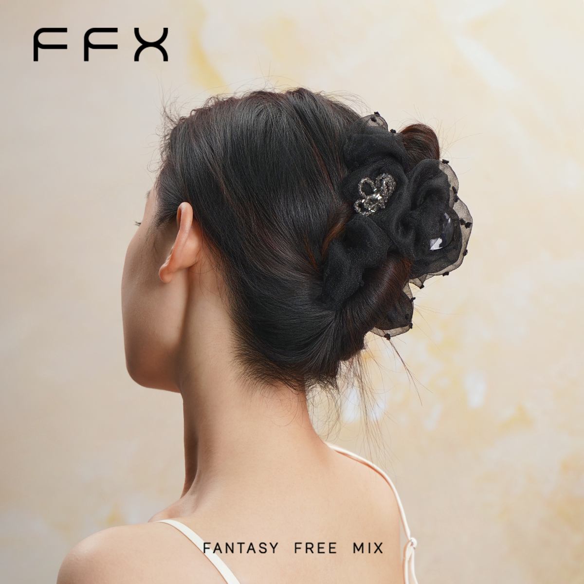 FFX チュールフラワーモチーフバンスクリップ