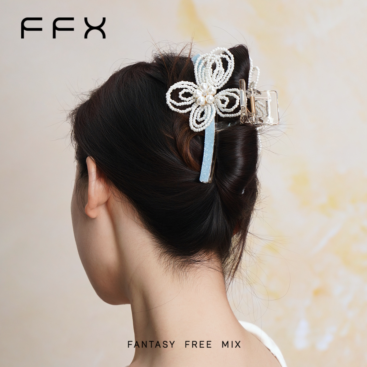 FFX フラワーモチーフパールモチーフバンスクリップ
