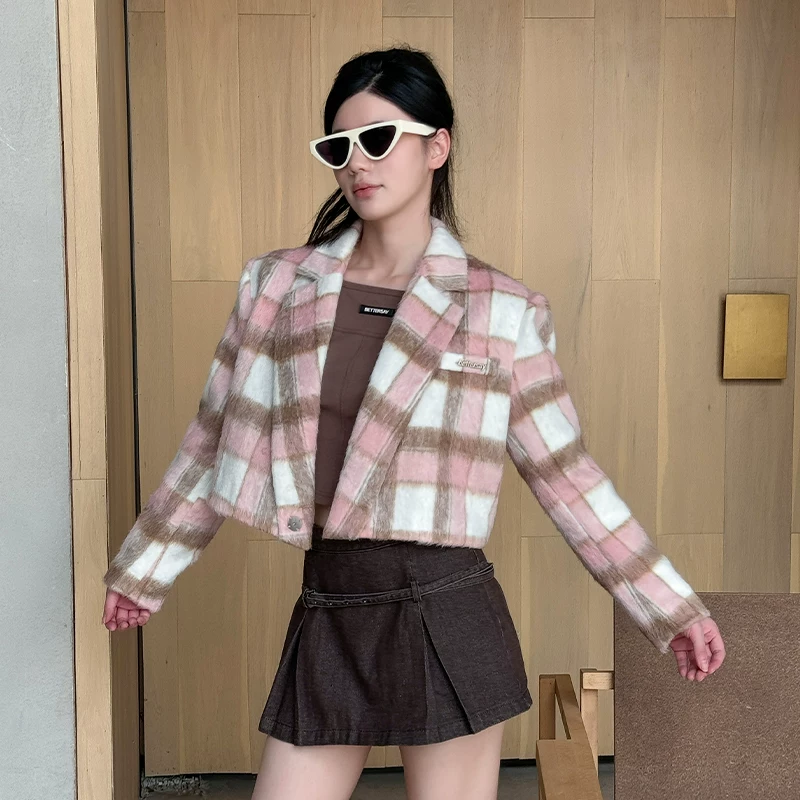 BETTERSAY チェック柄ショート丈ジャケット