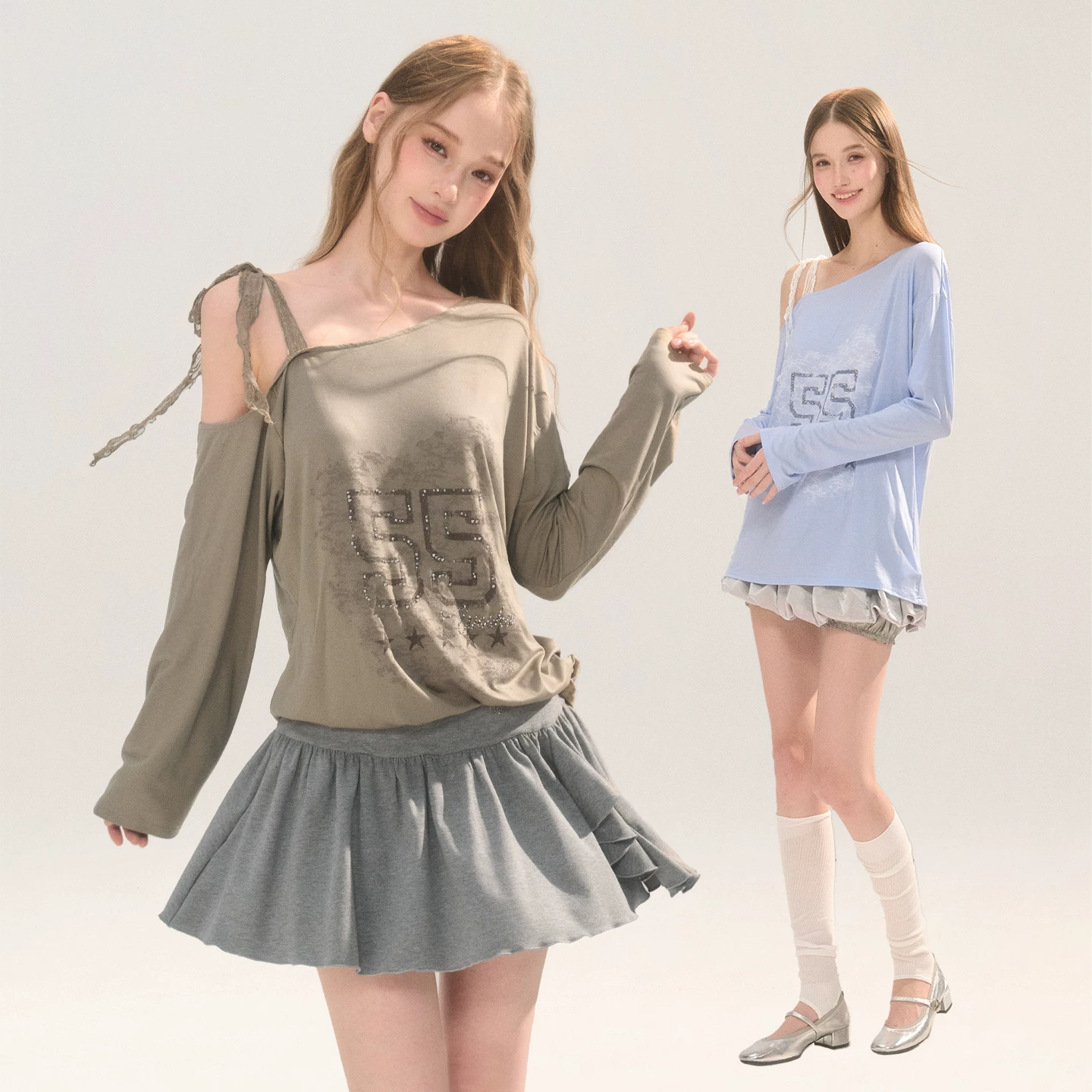 wooha リボン結びTシャツ