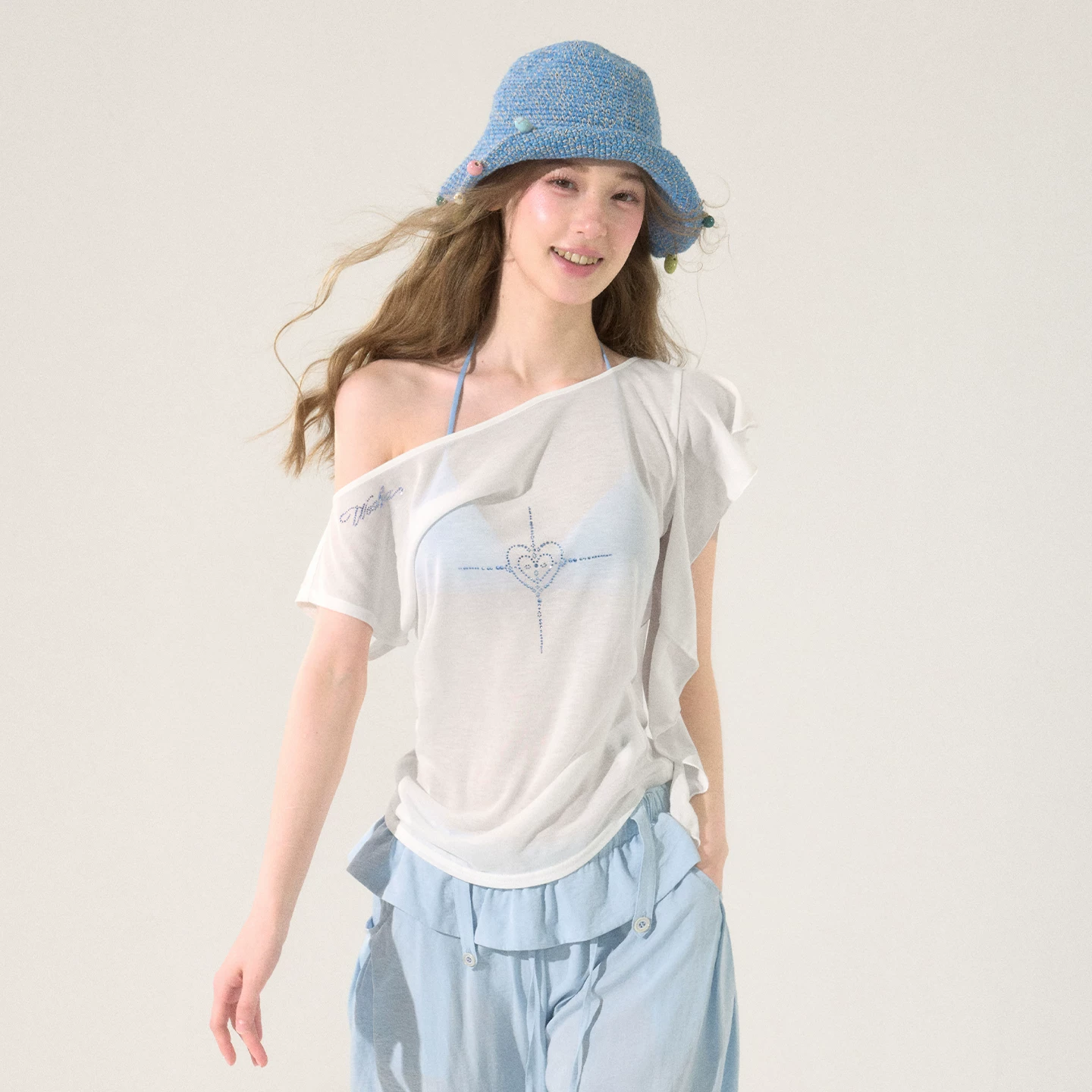 wooha ワンショルダーTシャツ