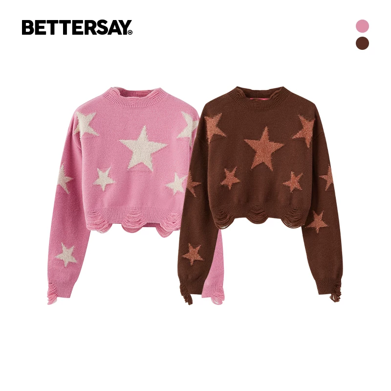 BETTERSAY バイカラーショート丈ニット