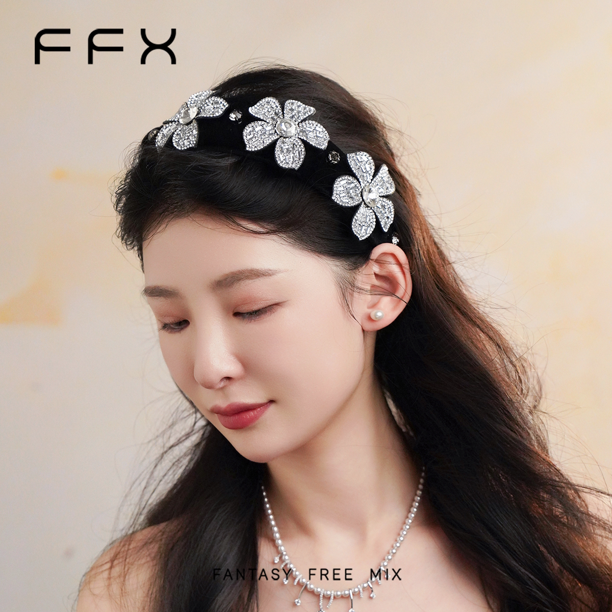 FFX フラワーモチーフワイドカチューシャ
