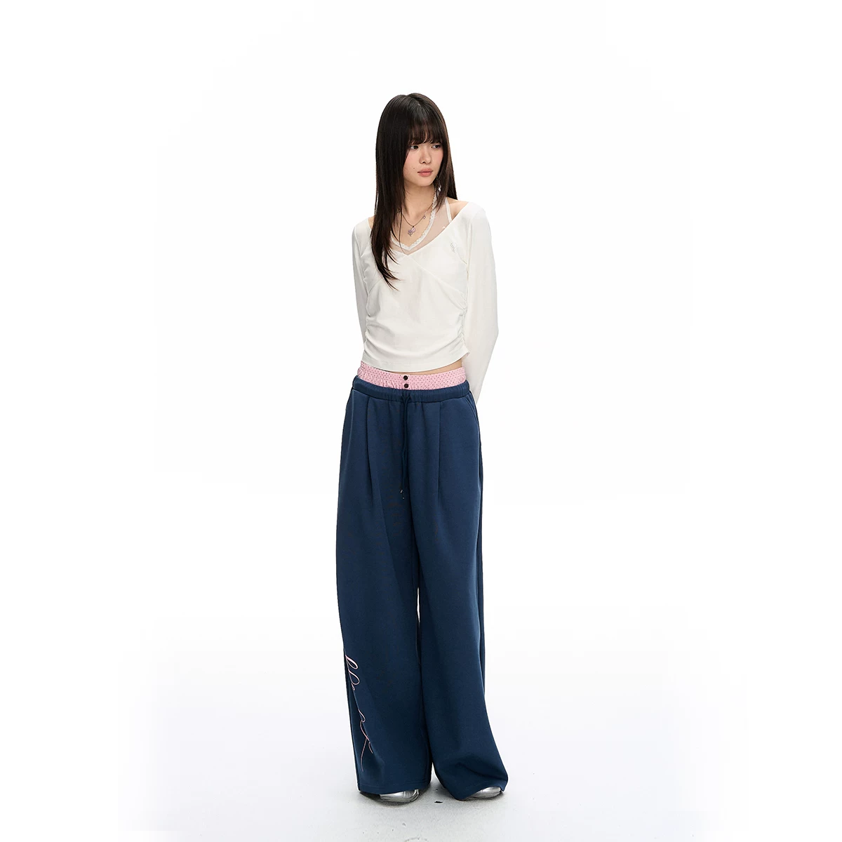 ablueberry バイカラーストレートパンツ