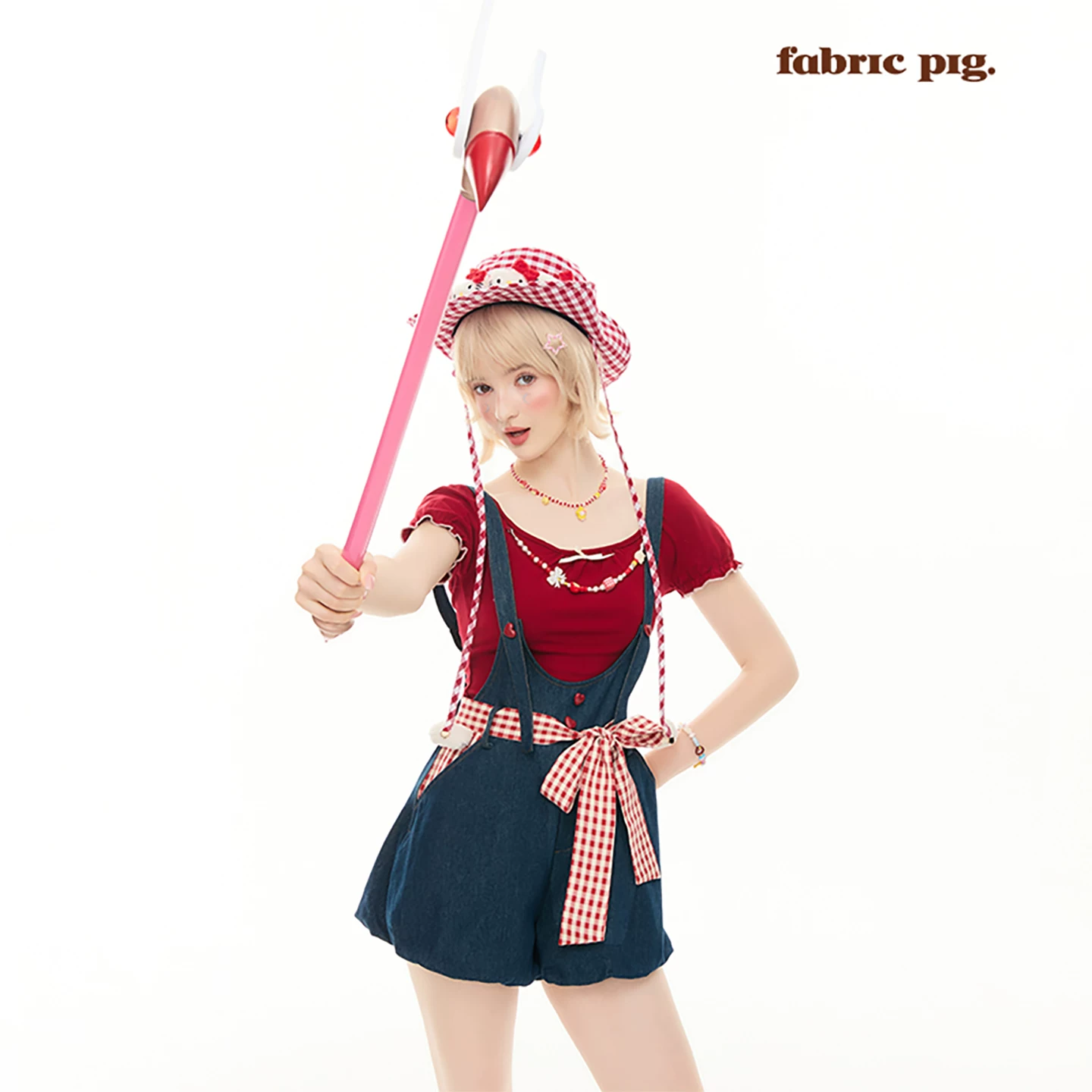 fabricpig リボンパフスリーブトップス