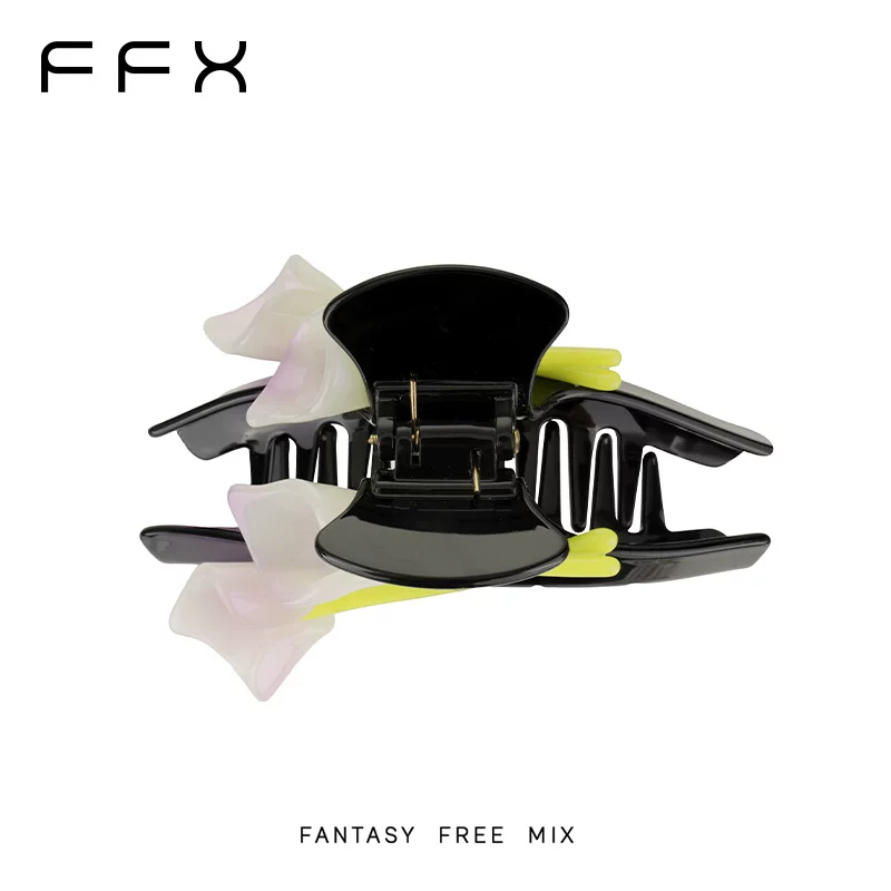 FFX アセテートフラワーモチーフバンスクリップ