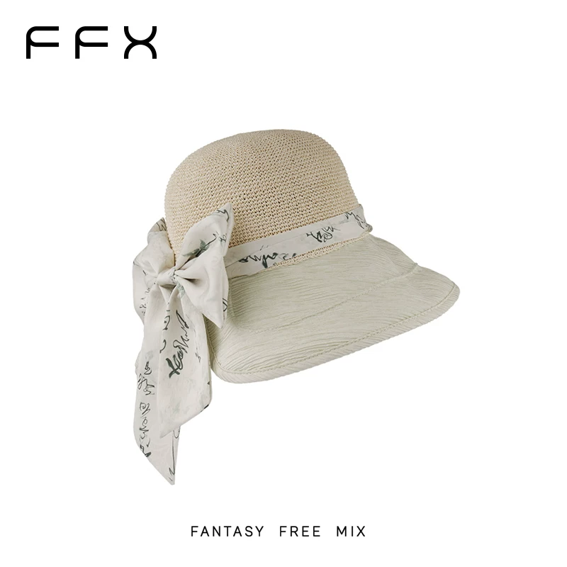 FFX ペーパー編みリボンバケットハット