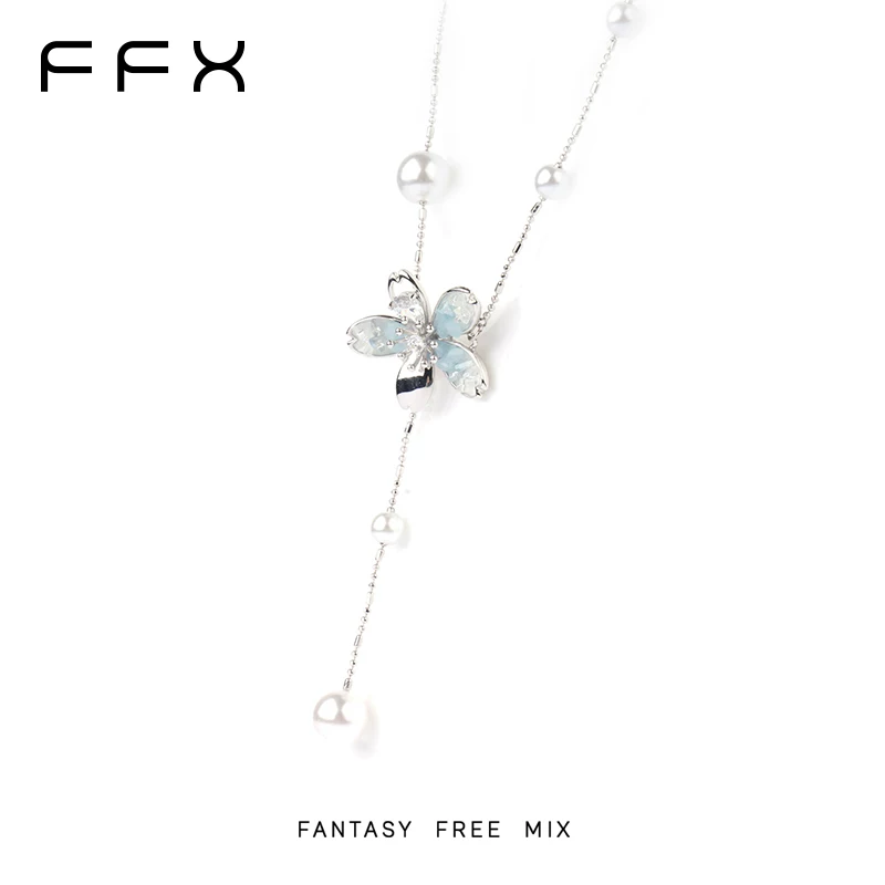 FFX フラワーモチーフパールモチーフネックレス