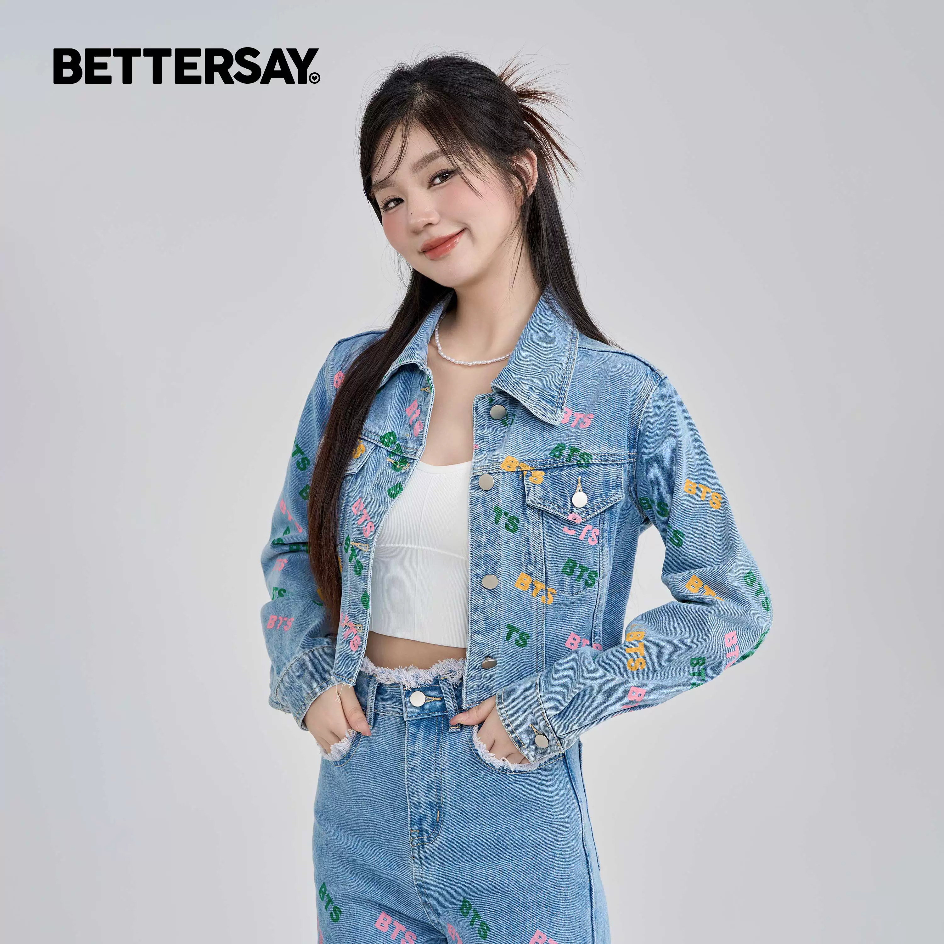 BETTERSAY プリントショート丈デニムジャケット