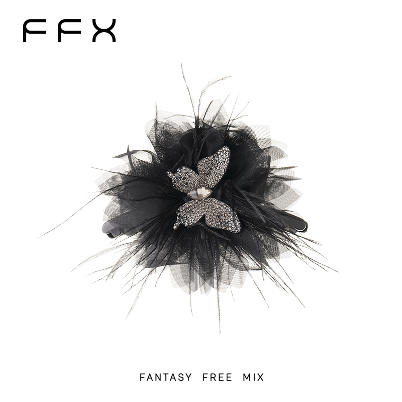 FFX 蝶モチーフフェザーバンスクリップ