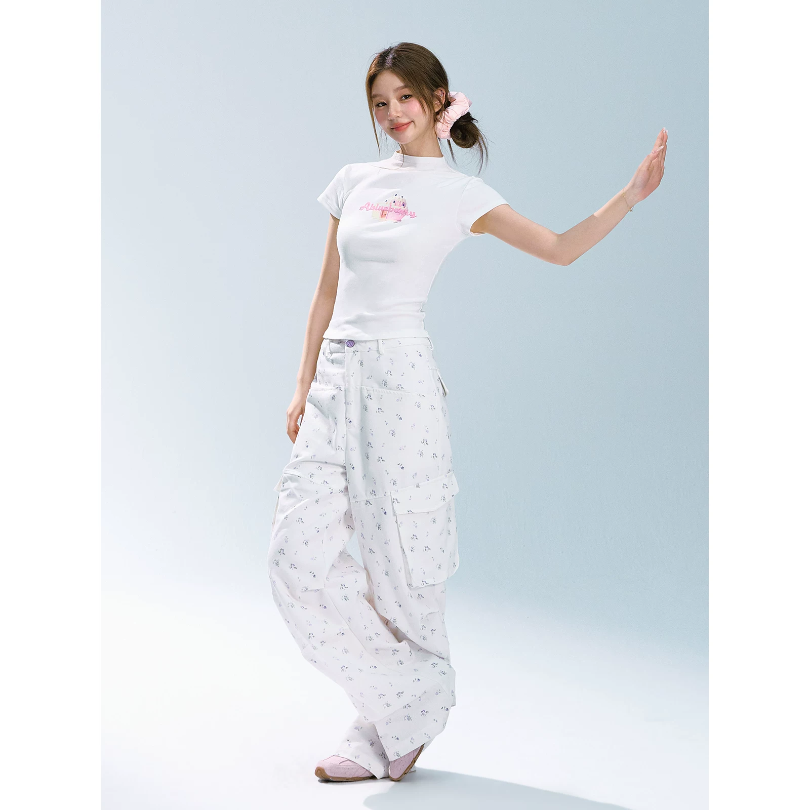 ablueberry プリントカーゴパンツ