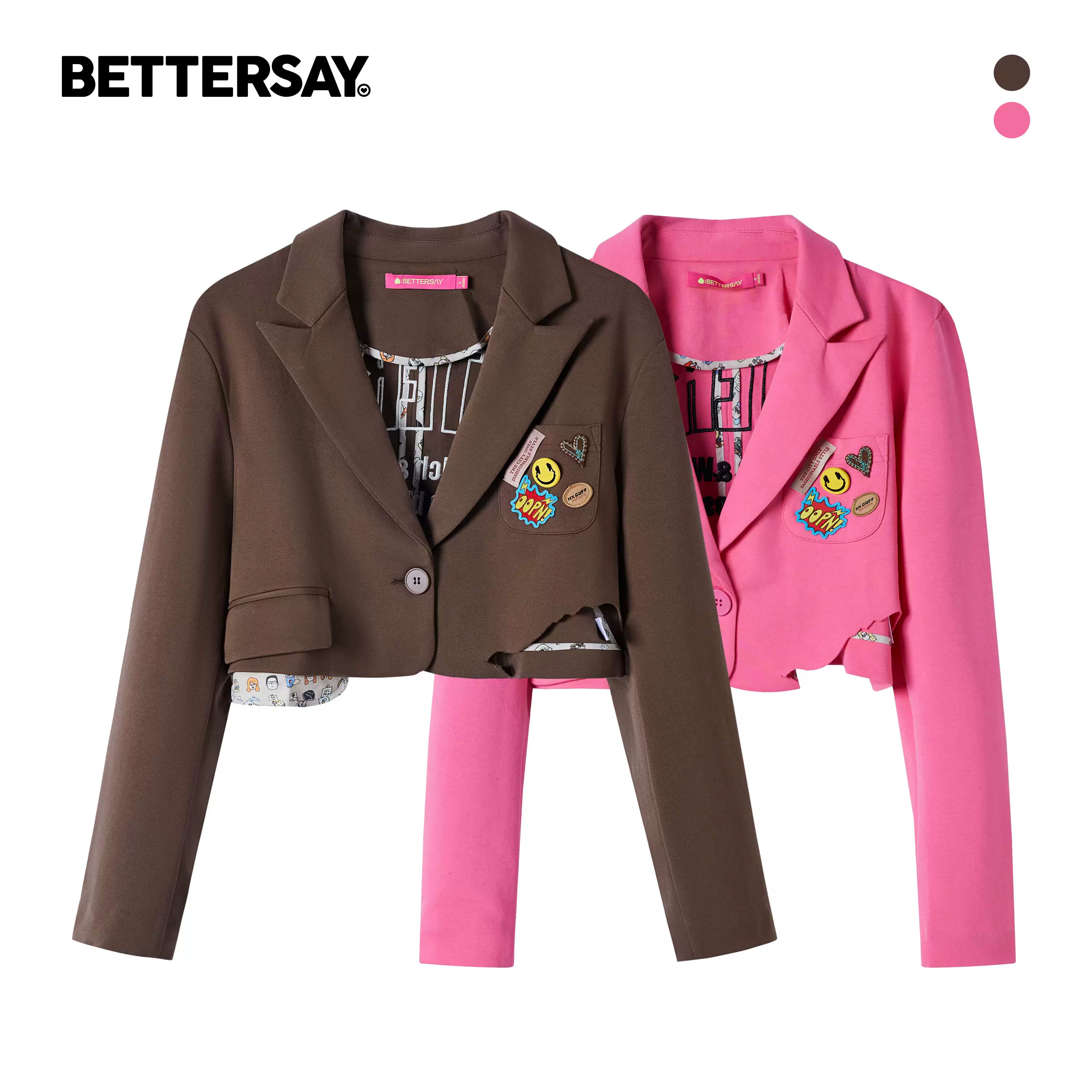BETTERSAY プリントショート丈テーラードジャケット