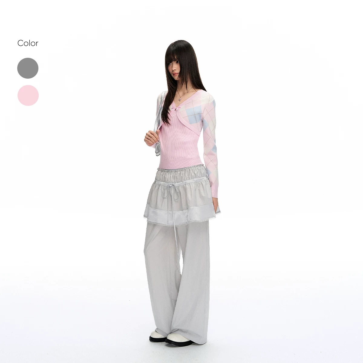 ablueberry ダイヤ柄レイヤードニット