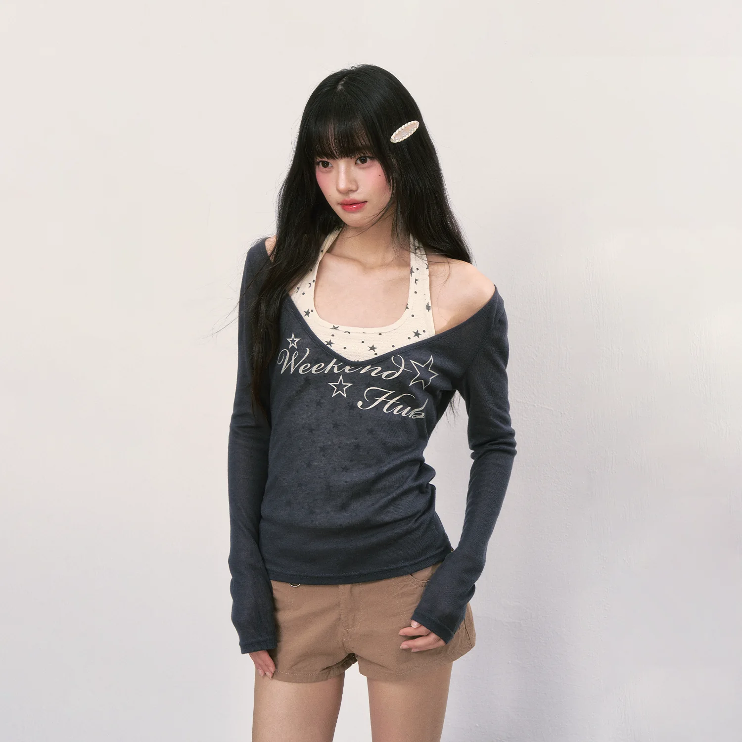 Weekendhub キャミソールレイヤードシアートップスセット