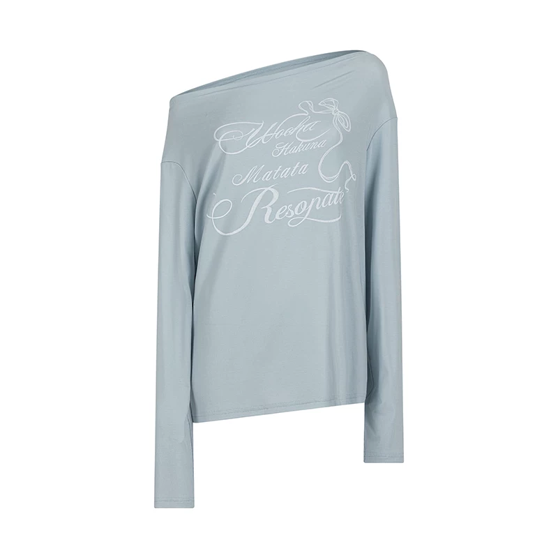 wooha プリントワンショルダーTシャツ