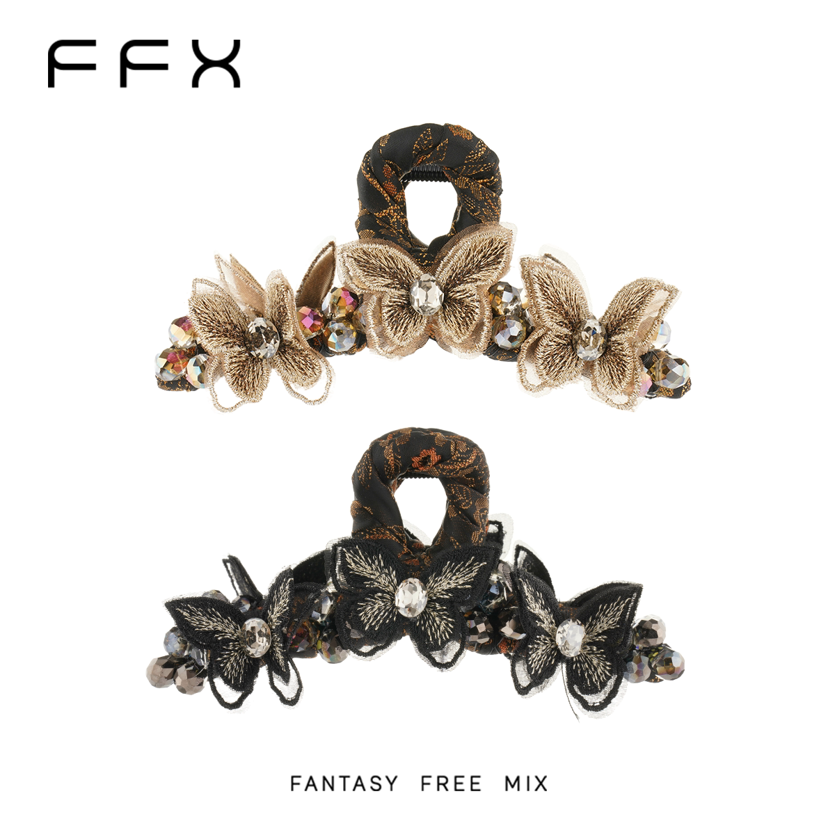 FFX サテン蝶モチーフバンスクリップ