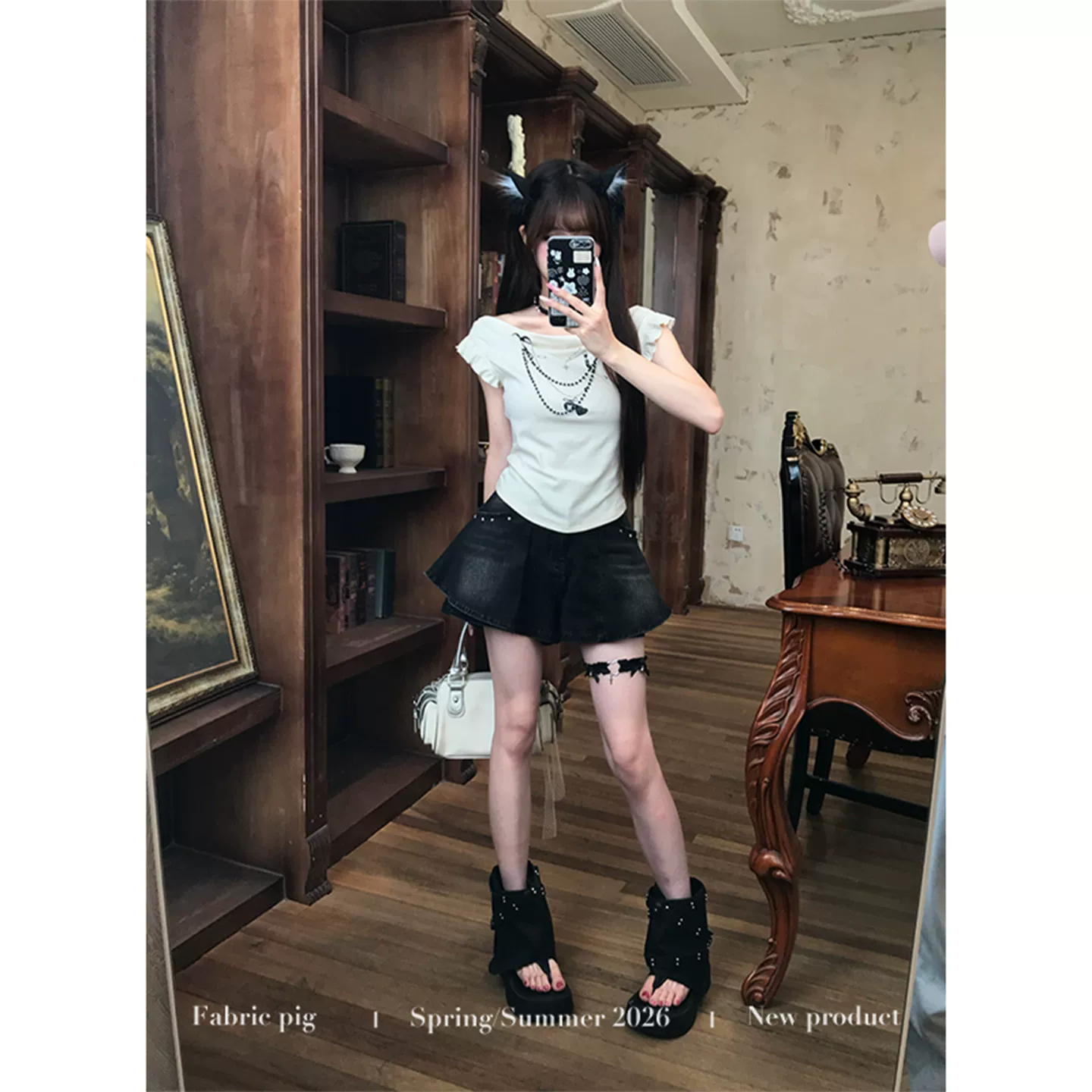 fabricpig オフショルダートップス＆デニムキュロット（単品・セット）