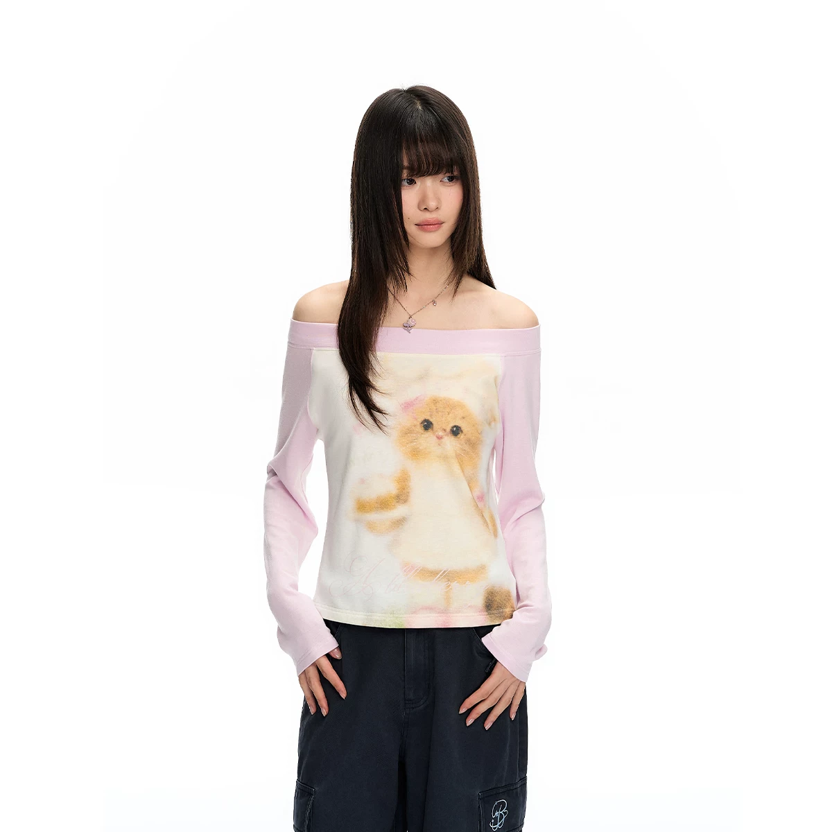 ablueberry オフショルダーTシャツ