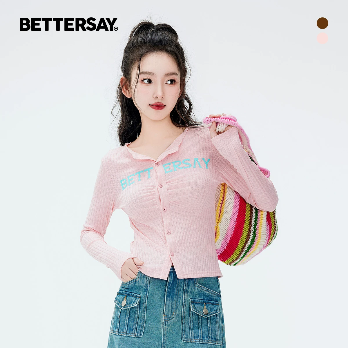 BETTERSAY プリントショート丈Tシャツ