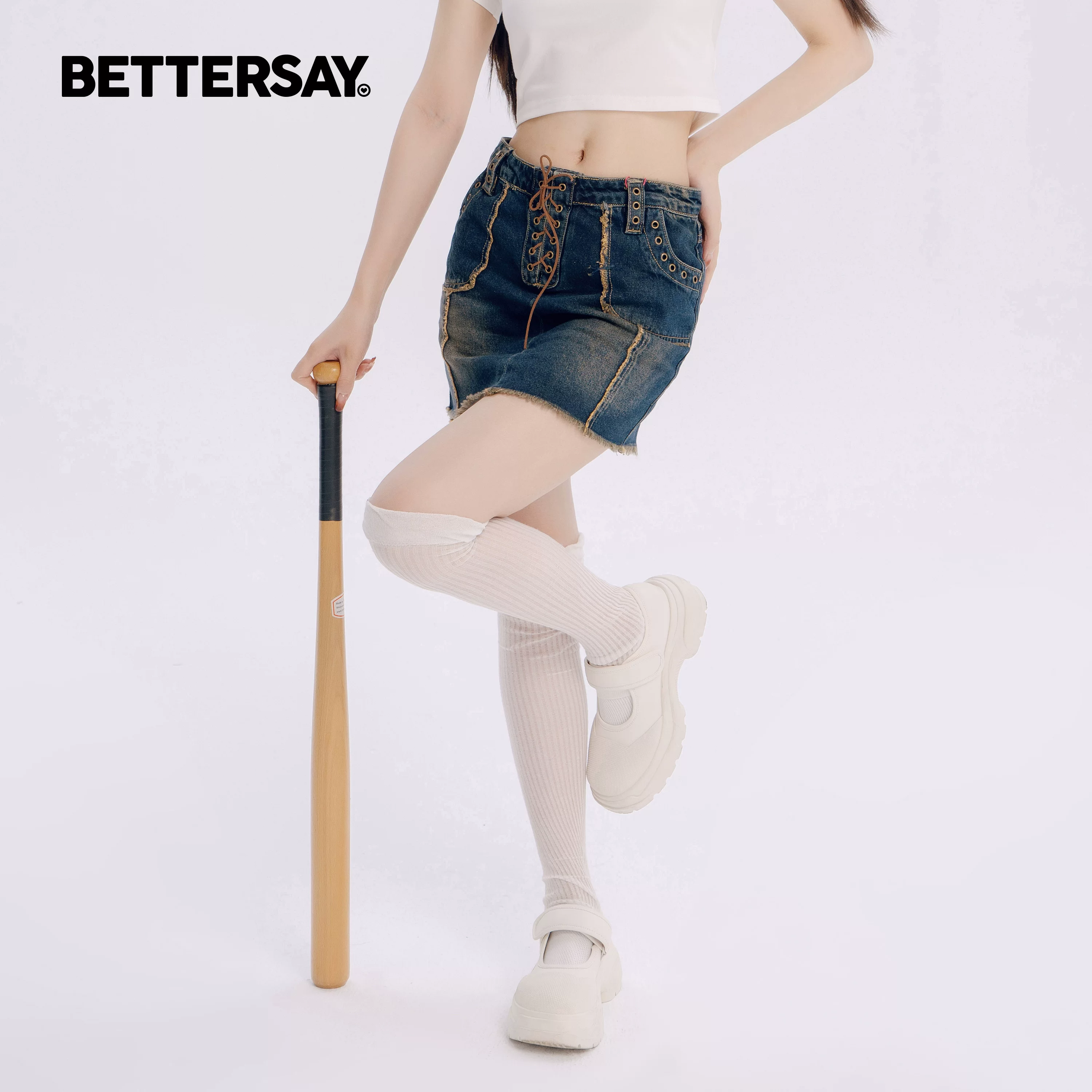 BETTERSAY ウォッシュドカットオフデニムスカート