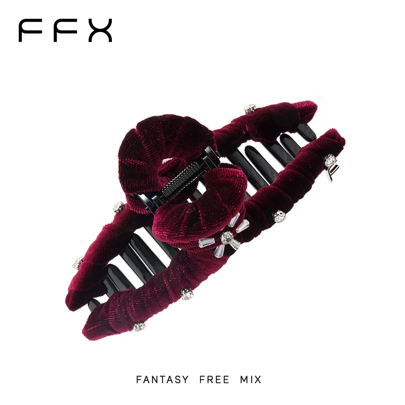 FFX ベルベット調ビジューバンスクリップ