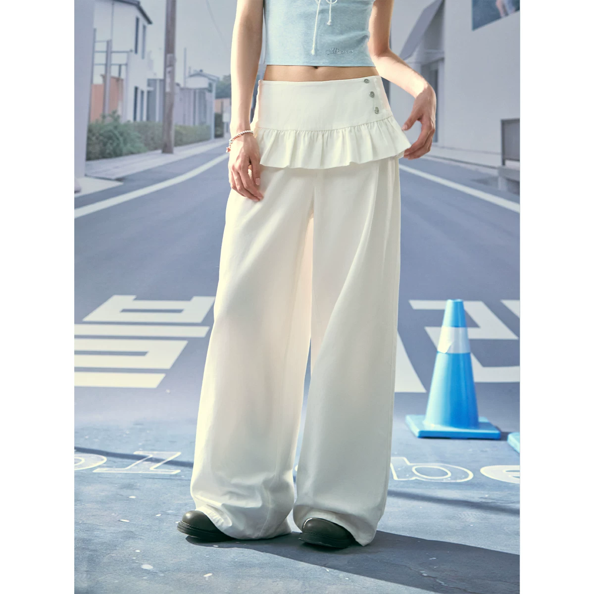ablueberry レイヤードストレートパンツ