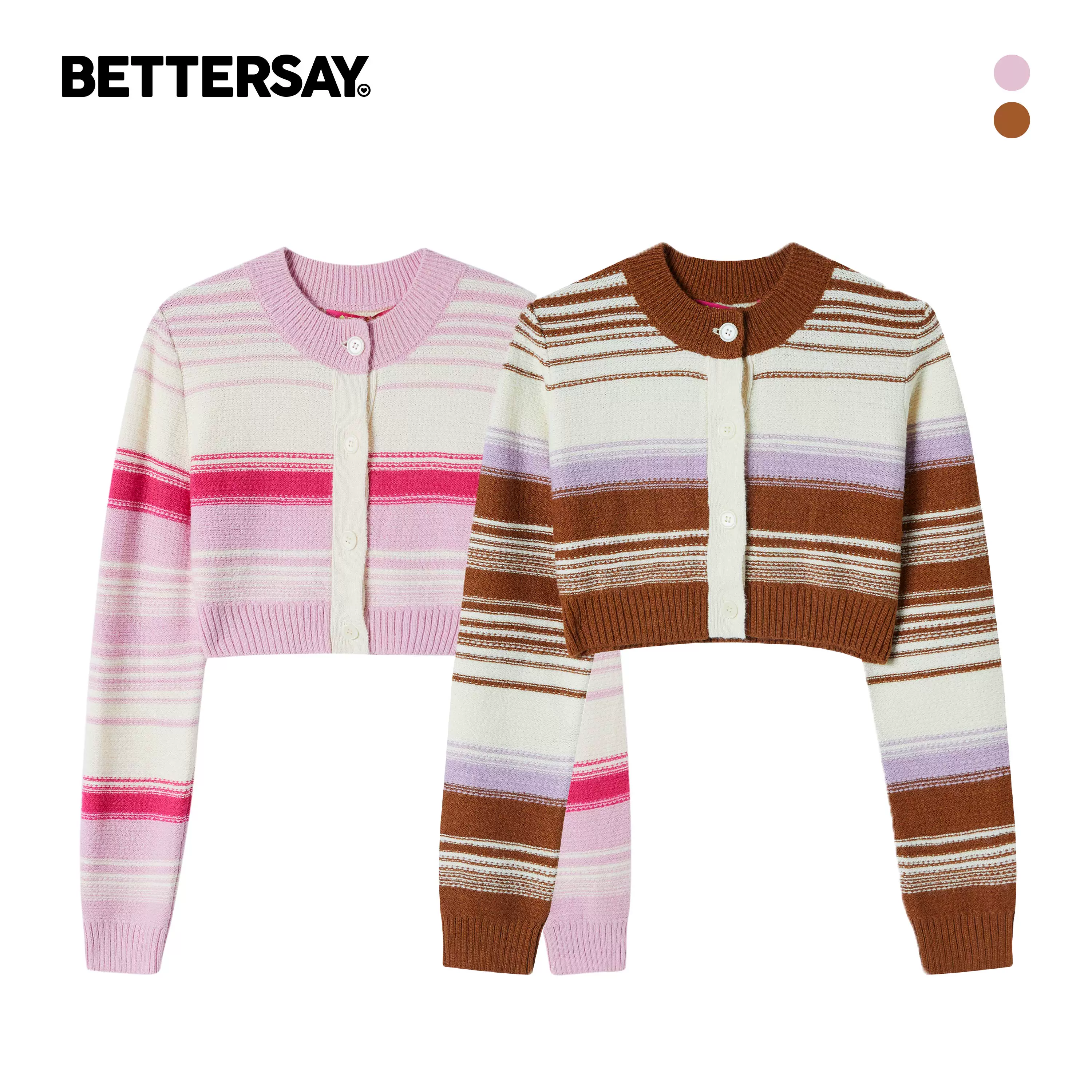 BETTERSAY バイカラーカーディガン