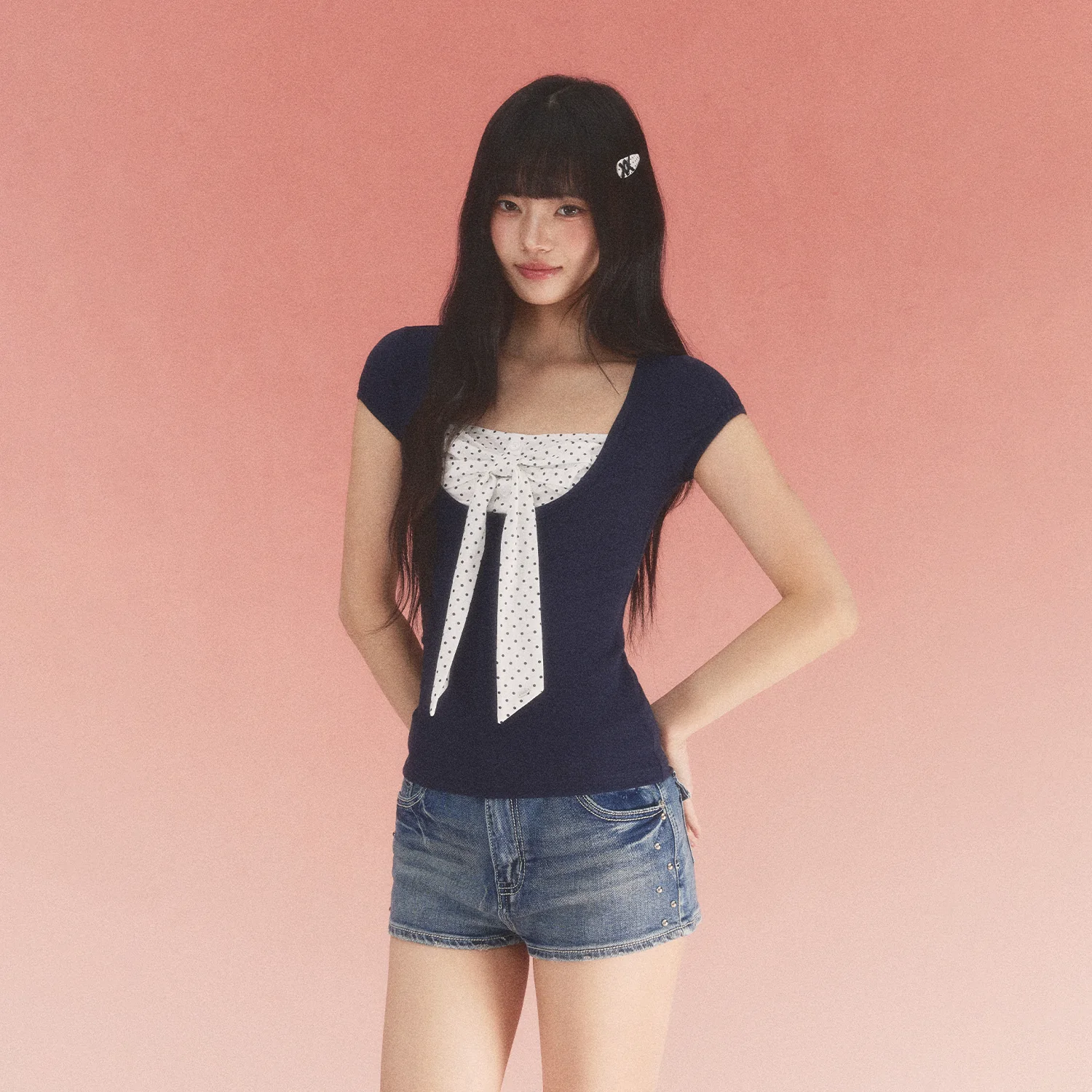 Weekendhub レイヤードリボンTシャツ