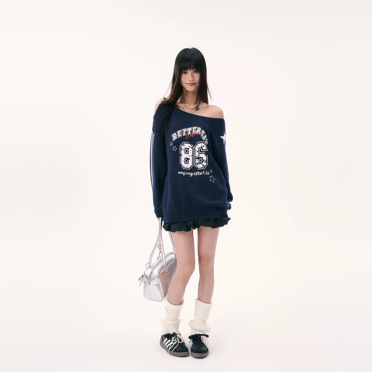 BETTERSAY プリントワンショルダーニット