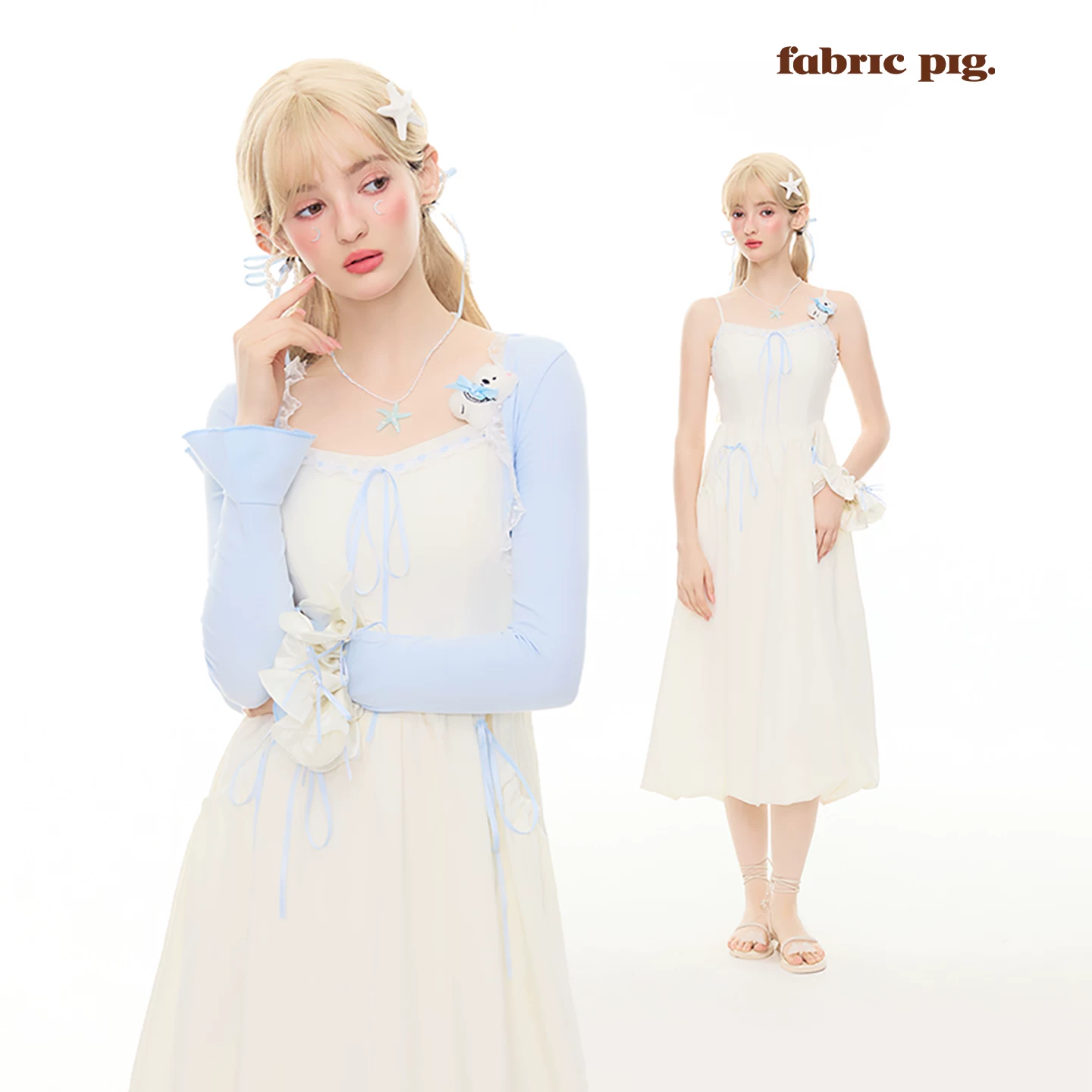 fabricpig リボンワンピース＆カーディガン（単品・セット）