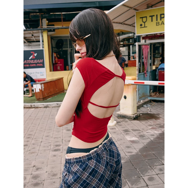 wooha ストレッチバックオープンTシャツ