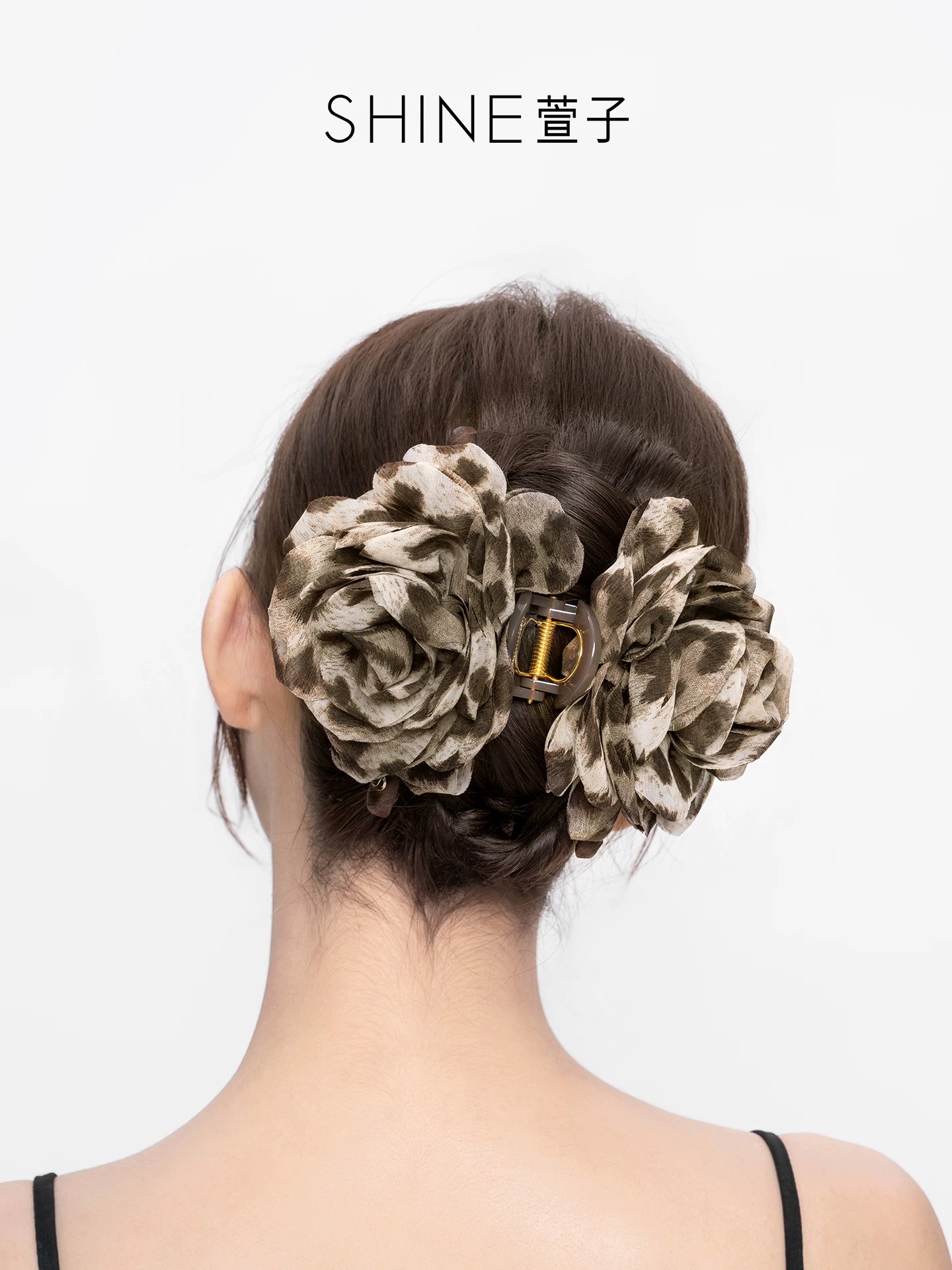 SHINE レオパードシフォン ヘアクリップ